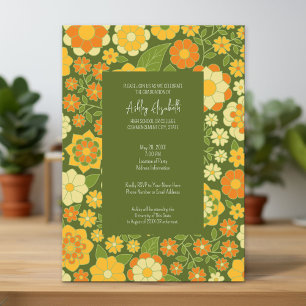 Invitation Fleurs funky - Fête de graduation moderne