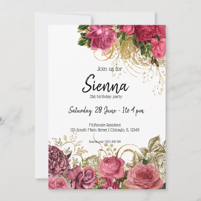 Invitation Fleurs glam chic modernes pour toutes les occasion (Devant)