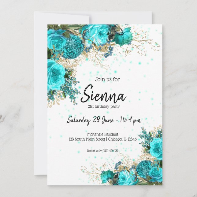 Invitation Fleurs Glamour Moderne pour toutes les occasions (Devant)