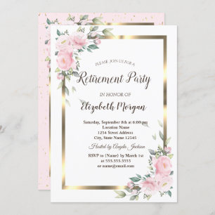 Invitation Fleurs Gold Frame Retraite