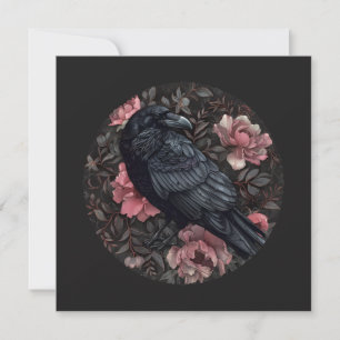 Invitation Fleurs gothiques vintage corbeau