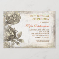 Fleurs grungy vintages attirant l'invitation d'ann