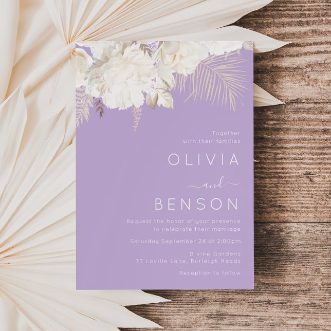 Invitation Fleurs Ivory Boho Automne Purple Mariage (Créateur téléchargé)