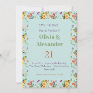 Invitation Fleurs jaunes à l'aquarelle & motif floral design