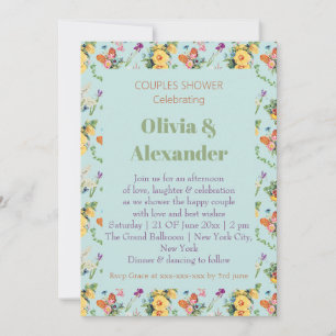 Invitation Fleurs jaunes à l'aquarelle & motif floral design