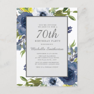Invitation Fleurs Jaunes Blanches de la Marine 70e Anniversai