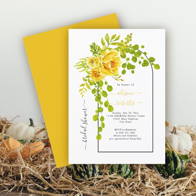 Invitation Fleurs jaunes et arc mariage douche nuptiale (Créateur téléchargé)
