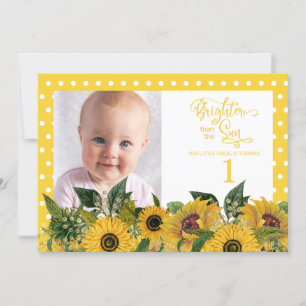 Invitation Fleurs jaunes et blanches à pois Tournesols Premie
