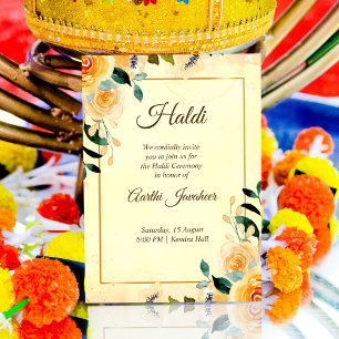 Invitation Fleurs jaunes Haldi Pithi modèle d'invitation
