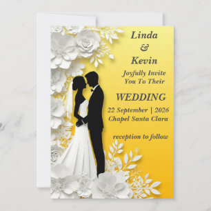 Invitation Fleurs jaunes intemporelles pour une douce romance