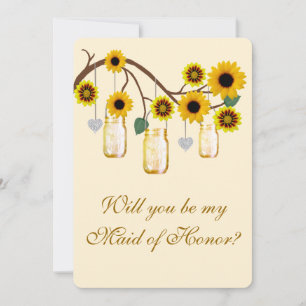 Invitation Fleurs Jaunes Mason Jars Maid Of Honor Card
