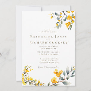 Invitation Fleurs Jaunes Moderne Mariage Sans Parents II