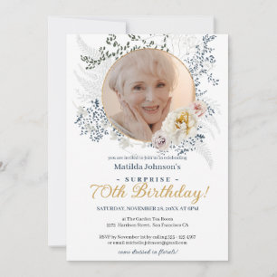 Invitation Fleurs jaunes Photo personnalisée Surprise 70e ann