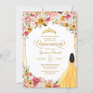 Invitation Fleurs Jaunes Roses et Douceur