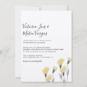 Invitation Fleurs Jaunes Sauvages Floral Végétal Mariage