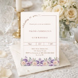 Invitation fleurs lavande ivoire 60 ans<br><div class="desc">Célébrez un événement marquant avec style grâce à ce faire-part élégant de 60e anniversaire de naissance en ivoire doux et crème. Conçu pour une célébration sophistiquée et mémorable, ce faire-part présente une mise en page moderne et épurée avec un détail de script délicat et un accent de cœur subtil pour...</div>