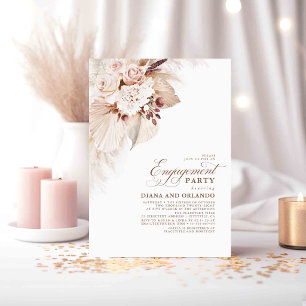 Invitation Fleurs légères Pampas Fête d'engagement Boho Grass