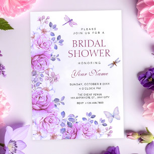 Invitation Fleurs libellule douche de mariée