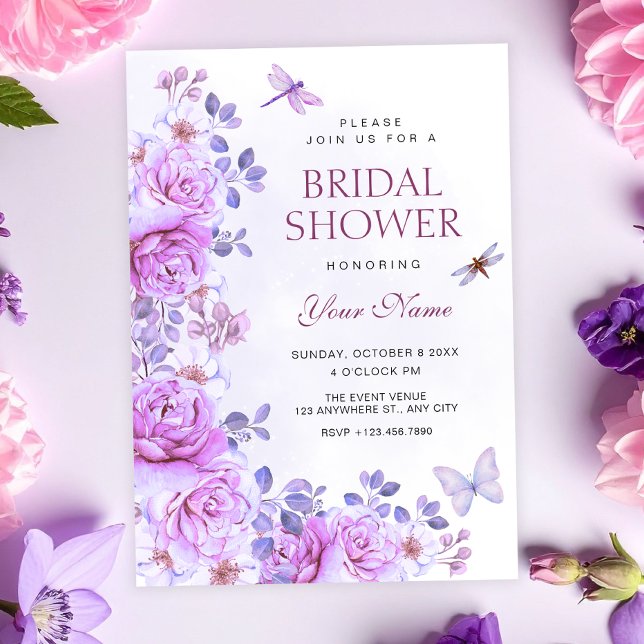 Invitation Fleurs libellule douche de mariée (Créateur téléchargé)