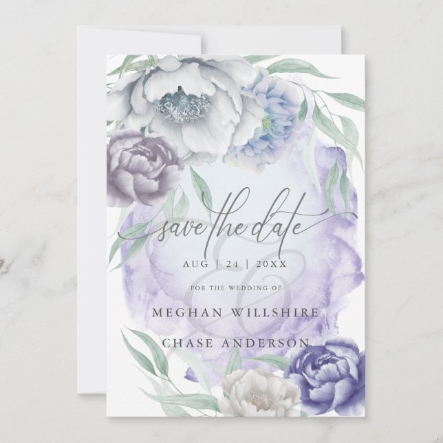 Invitation Fleurs Lilac et Violet rustique (Devant)