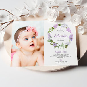 Invitation Fleurs Lilac Rustiques Photo Girl Dedication