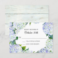 Fleurs Lilas Blanc Hydrangea avec Bois RSVP Mariag