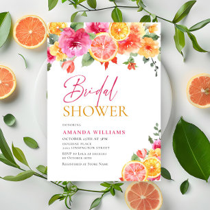 Invitation Fleurs lumineuses de fête florale Citrus Shower de
