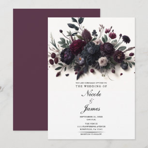 Invitation Fleurs lunatiques Élégant mariage floral