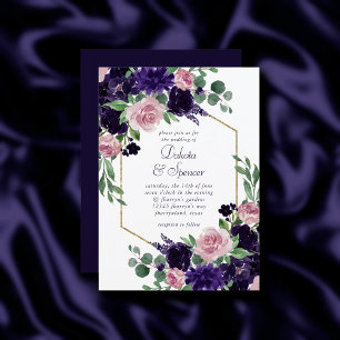 Invitation Fleurs luxuriantes   Bouquet rose et pourpre Gold 