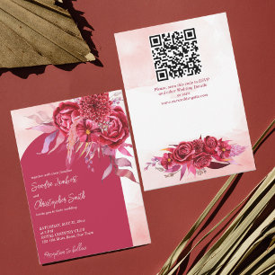 Invitation Fleurs magenta crimson bordeaux voûte de mariage
