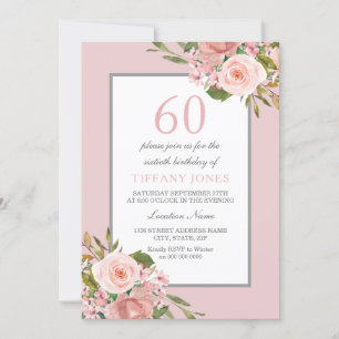 Invitation Fleurs magnifiques femmes 60e anniversaire Invitat