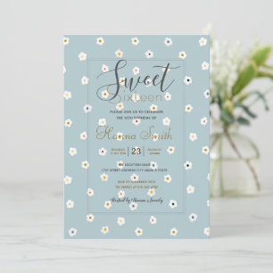 Invitation Fleurs marguerites blanches des années 70 Boho Blu
