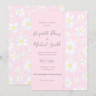 Invitation Fleurs marguerites blanches Florales roses