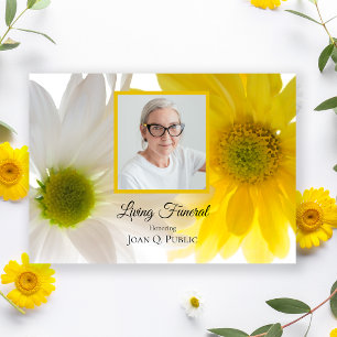 Invitation Fleurs marguerites jaunes blanches Vivant Fête fun