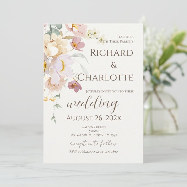 Invitation Fleurs Mariage (Debout devant)