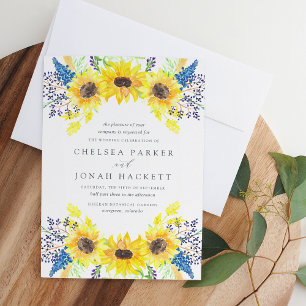 Invitation Fleurs   Mariage de tournesol aquarelle