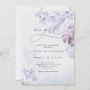 Invitation Fleurs mauve pastel doux bleu poussiéreux C'est un