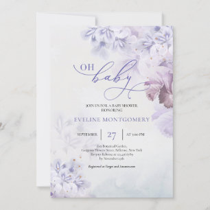 Invitation Fleurs mauve pastel doux rose poussiéreux Oh Baby