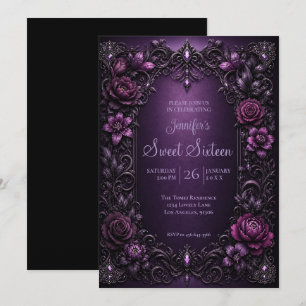 Invitation Fleurs Mauves Moroses Sweet 16 Anniversaire