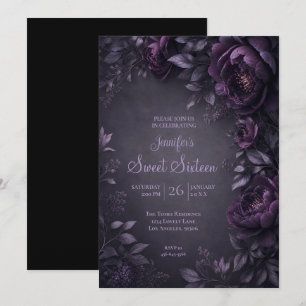 Invitation Fleurs Mauves Moroses Sweet 16 Anniversaire