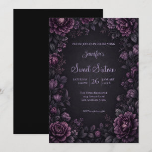 Invitation Fleurs Mauves Moroses Sweet 16 Anniversaire