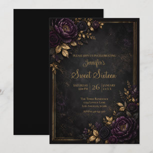 Invitation Fleurs Mauves Moroses Sweet 16 Anniversaire