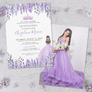 Invitation Fleurs Mauves pour Quinceañera