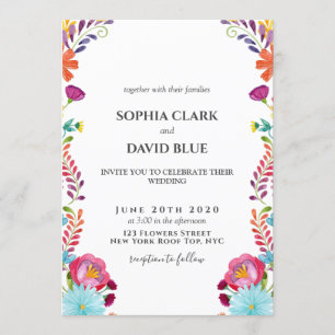 Invitation Fleurs mexicaines Fiesta Mariage