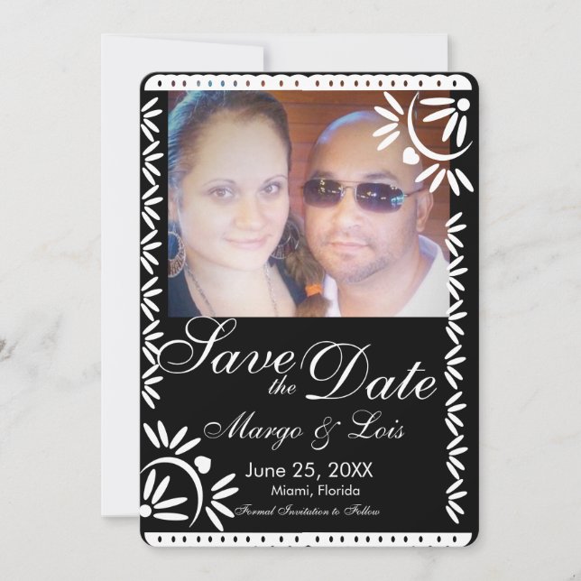 Invitation Fleurs mexicaines Papel Picado Enregistrer la date (Devant)