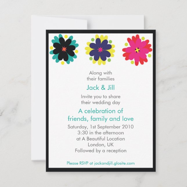 Invitation Fleurs Modernes 4,25x5,5 (Devant)