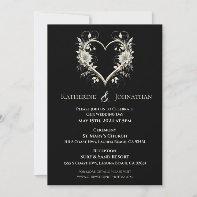 Invitation Fleurs modernes avec un Mariage de coeur (Devant)
