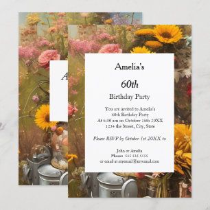 Invitation Fleurs modernes de la ferme fête d'anniversaire