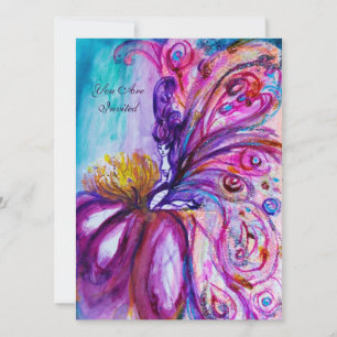 INVITATION FLEURS MORTES BLANCHES EN ROSE, PARKLES D'OR