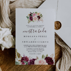 Invitation Fleurs Multicolores Élégantes Nuestra Boda